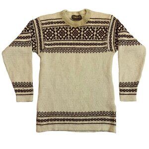 Vintage Nordstrikk Norwegian Wool Sweater Fair Isle Pattern Size Small FLAWS